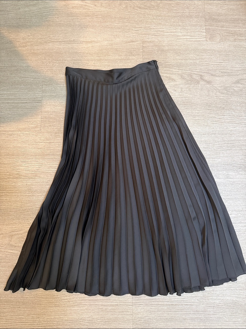 Zara Black Pleated A-Line Midi Skirt